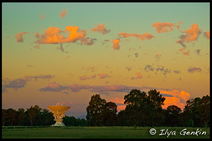 Sunset, Radio Antenna Dishes, Радиотелескоп, Australian Telescope Compact Array, Narrabri, NSW, Australia