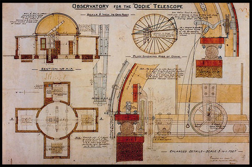 Схема здания, телескоп Одди, Oddie telescope, Обсерватория Маунт-Стромло, Mount Stromlo Observatory, Канберра, Canberra, Австралийская столичная территория, ACT, Австралия, Australia