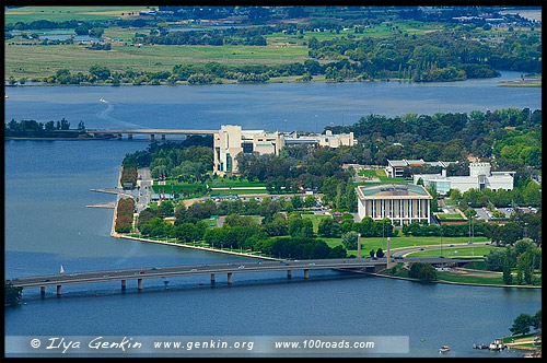 Вид с Башни Черной Горы, View from Black Mountain Tower, Башня Телстра, Telstra Tower, Канберра, Canberra, Австралийская столичная территория, ACT, Австралия, Australia