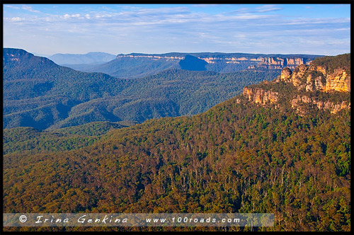 Три сестры, Three Sisters, Elysian Rock Lookout, Леура, Leura, Голубые Горы, Blue Mountains, Новый Южный Уэльс, NSW, Австралия, Australia