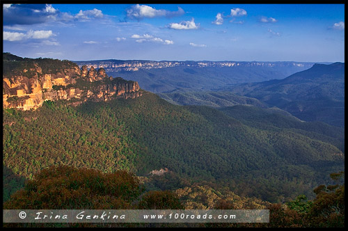 Три сестры, Three Sisters, Видова точка Хохлатый орёл, Eagle Hawk Lookout, Катумба, Katoomba, Голубые Горы, Blue Mountains, Новый Южный Уэльс, NSW, Австралия, Australia