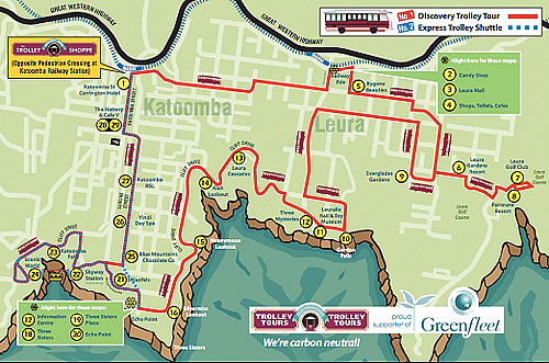 Trolley Tours Map, Голубые Горы, Blue Mountains, Новый Южный Уэльс, NSW, Австралия, Australia