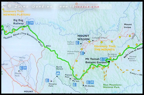 <Карта Дороги Ботаников, Map of Botanists Way, Голубые Горы, Blue Mountains, Новый Южный Уэльс, NSW, Австралия, Australia