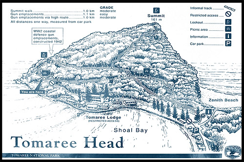 Карта-схема, Мыс Томари, Tomaree Head, Бухта Нельсона, Nelson Bay, Порт Стивенс, Порт Стефенс, Port Stephens, Новый Южный Уэльс, NSW, Австралия, Australia