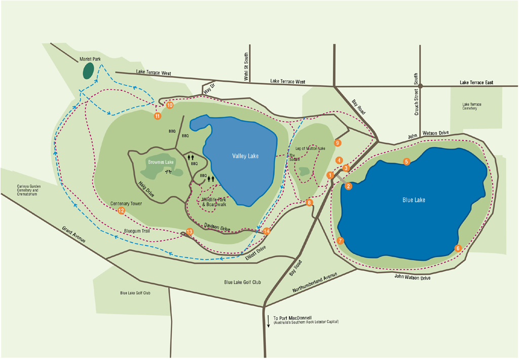 Карта прогулок вокруг Голубого Озера (Blue Lake) .
