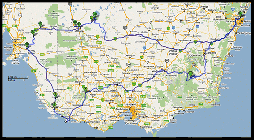Маршрут Новогодне-Рождественского путешествия, 2010, Австралия, Australia