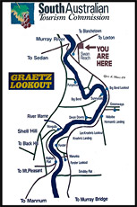 Схема смотровых пощадок около Свон Рич, Scheme of lookout about Swan Reach, Мюррей, Murray, Южная Австралия, South Australia, SA, Австралия, Australia