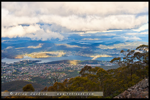 Вид на Хобарт, Гора Веллингтон, Mt Wellington, Тасмания, Tasmania, Австралия, Australia