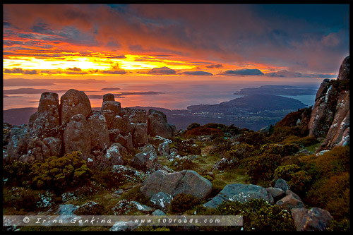 Рассвет, Гора Веллингтон, Mt Wellington, Тасмания, Tasmania, Австралия, Australia