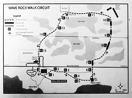 Схема трека, Скала Волна, Wave Rock, Хайден, Hyden, Золотой Аутбэк Австралиии, Australias Golden Outback, Западная Австралия, Western Australia, WA, Австралия, Australia