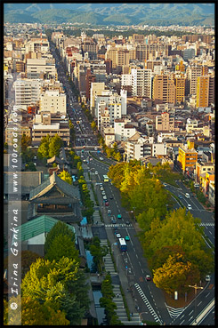 Центральная улица Киото, Карасума-дори, Karasuma Dori, 烏丸通, Киотская башня, Kyoto Tower, 京都タワ, Киото, Kyoto, 京都市, район Шимогё-ку, Симогё-ку, Shimogyo-ku, 下京区, регион Кансай, 関西地方, Kansai, 関西, Хонсю, Honshu Island, 本州, Япония, Japan, 日本