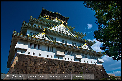 Главная башня, Тенсюкаку, Tenshukaku, 天守閣, Замок в Осака, Kin-jo, Osaka Castle, 大坂城, Осака, Osaka, 大阪, регион Кансай, 関西地方, Kansai, 関西, Хонсю, Honshu Island, 本州, Япония, Japan, 日本