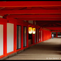 A Woman in a Long Corridor at Itsukushima Shrine, Miyajima, Honshu, Japan