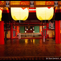 Paper Lanterns Hang Over an Osaisen Bako Offering Box, Miyajima, Honshu, Japan