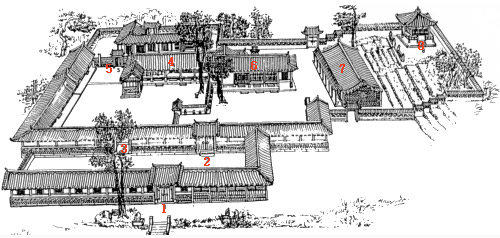 Схема комплекса Ёнгёндан, Yeongyeongdang, 연경당, 演慶堂, Хувон, Huwon, 후원, 后苑, Задний сад, Тайный сад, Секретный сад, Biwon, 비원, 秘苑, Дворец Чхандок, Чхандоккун, Changdeokgung, 창덕궁, 昌德宫, Сеул, 서울, Seoul, 서울특별시, 首爾, 特別市, Южная Корея, 대한민국, 大韓民國, South Korea, Азия, Asia