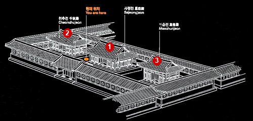 Схема территории Сачжончжон, Дворец Кёнбок, Кёнбоккун, Gyeongbokgung, 경복궁, 景福宫, Сеул, 서울, Seoul, 서울특별시, 首爾, 特別市, Южная Корея, 대한민국, 大韓民國, South Korea, Азия, Asia