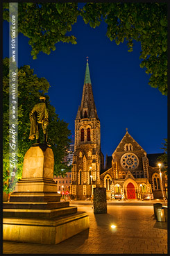 Памятник Джону Роберту Годли, Соборная площадь, Cathedral Square, Крайстчёрч, Christchurch, Южный остров, South Island, Новая Зеландия, New Zealand