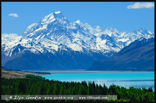 Озеро Пукаки, Lake Pukaki, Южный остров, South Island, Новая Зеландия, New Zealand