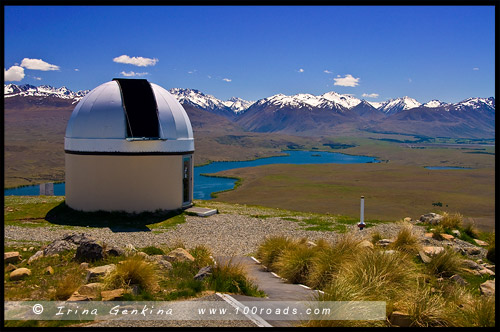 Обсерватория Горы Джон, Mt John Observatory, Озеро Текапо, Lake Tekapo, Южный остров, South Island, Новая Зеландия, New Zealand