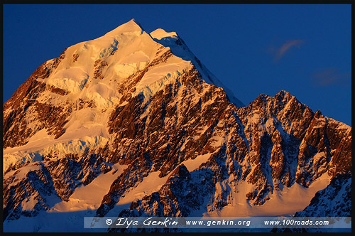 Гора Кука, Маунт Кук, Mount Cook, Аораки, Aoraki, Aoraki Mount Cook National Park, Южный остров, South Island, Новая Зеландия, New Zealand