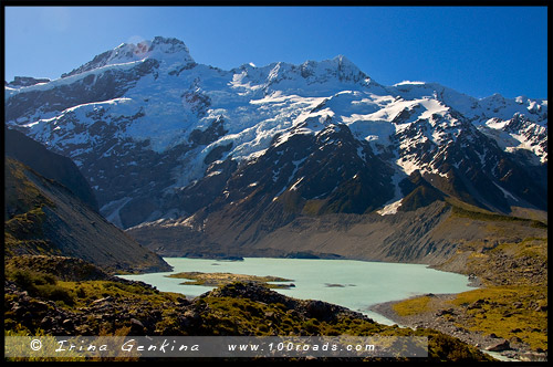 Озеро ледника Мюллер, Muller Glacier, Тропа Долины Хукер, Hooker Valley Track, Aoraki Mount Cook National Park, Южный остров, South Island, Новая Зеландия, New Zealand