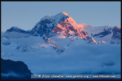 Маунт Тасмат, Mt Tasman, Озеро Матесон, Lake Matheson, Южный остров, South Island, Новая Зеландия, New Zealand