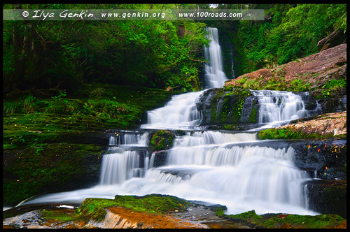 Верхний водопад МакЛин, Lower McLean Falls, The Catlins, Southland Region, Южный остров, South Island, Новая Зеландия, New Zealand