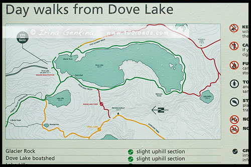 Карта-схема, Map, Озеро Дав, Lake Dove, Озеро Голубка, Парк Крэдл Маунтен, Cradle Mountain NP, Тасмания, Tasmania, Австралия, Australia