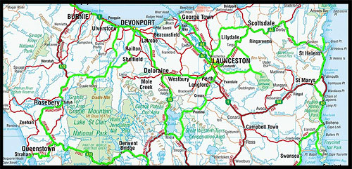 Карта Тасмании, Tasmania map, Австралия, Australia