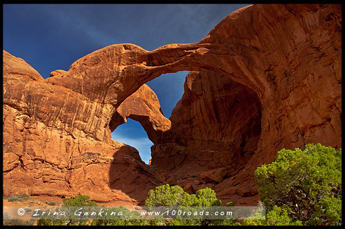 Двойная арка, Double Arch, Национальный парк Арки, Arches National Park, Юта, Utah, США, USA, Америка, America