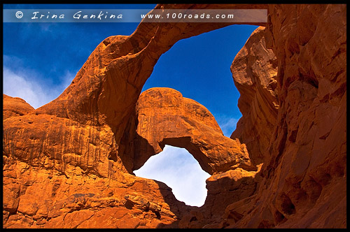Двойная арка, Double Arch, Национальный парк Арки, Arches National Park, Юта, Utah, США, USA, Америка, America