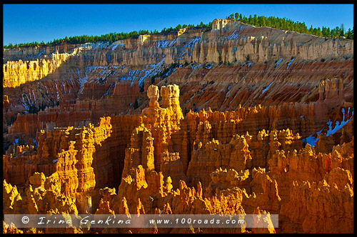 Закат, Амфитеатр Брайс, Bryce Amphitheater, Каньон Брайс, Bryce Canyon, Юта, Utah, США, USA, Америка, America