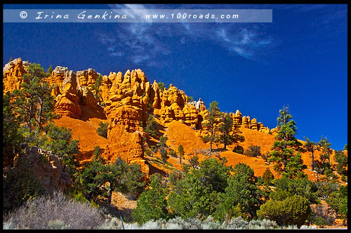 Склоны, Красный Каньон, Red Canyon, Юта, Utah, США, USA, Америка, America