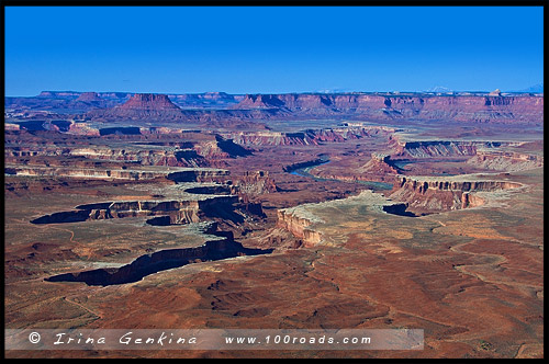 Обзорная площадка, Green River Overlook, район Остров в небе, Island in the Sky District, Национальный парк Каньонлэндс, Canyonlands National Park, Юта, Utah, США, USA, Америка, America