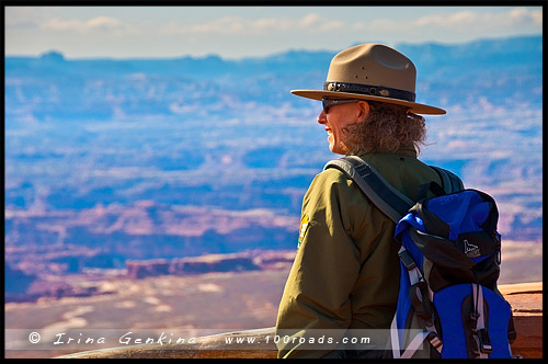 Обзорная площадка, Grand View Point Overlook, район Остров в небе, Island in the Sky District, Национальный парк Каньонлэндс, Canyonlands National Park, Юта, Utah, США, USA, Америка, America