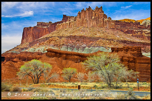 Скала Замок, The Castle, Парк Капитол Риф, Capitol Reef Nanional Park, Юта, Utah, США, USA, Америка, America