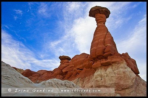 Пария Римрокс, Грибовидные Худу, Paria Rimrocks, Toadstool Hoodoos, Пейдж, Page, Аризона, Arizona, США, USA, Америка, America