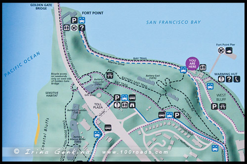 Карта Пресидио, Map Presidio, Сан Франциско, San Francisco, Калифорния, California, СЩА, USA, Америка, America