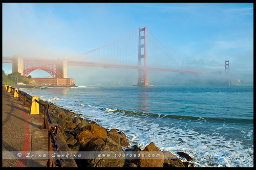 Мост Золотые Ворота, Golden Gate Bridge, Сан Франциско, San Francisco, Калифорния, California, СЩА, USA, Америка, America