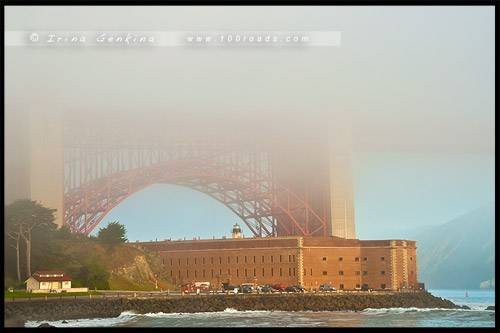 Форт Пойнт, Fort Point, Мост Золотые Ворота, Golden Gate Bridge, Сан Франциско, San Francisco, Калифорния, California, СЩА, USA, Америка, America