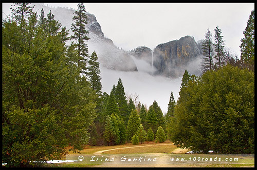 Водопад Йосемити, Yosemite Fall, Национальный парк Йосемити, Yosemite National Park, Калифорния, California, СЩА, USA, Америка, America