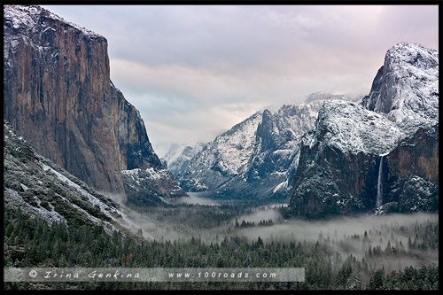 Вид от тоннеля, The Tunnel View, Национальный парк Йосемити, Yosemite National Park, Калифорния, California, СЩА, USA, Америка, America