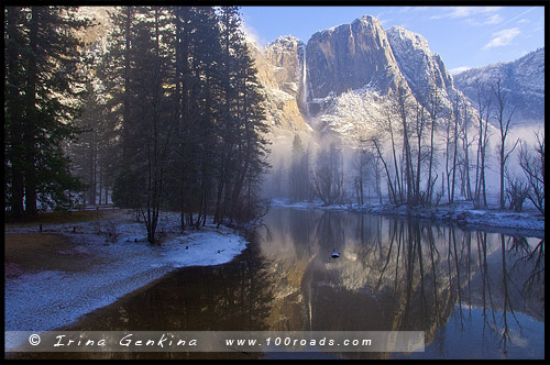 Водопад Йосемити, Yosemite Fall, Национальный парк Йосемити, Yosemite National Park, Калифорния, California, СЩА, USA, Америка, America