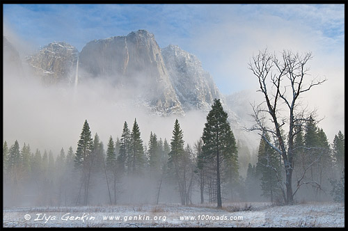 Водопад Йосемити, Yosemite Fall, Национальный парк Йосемити, Yosemite National Park, Калифорния, California, СЩА, USA, Америка, America