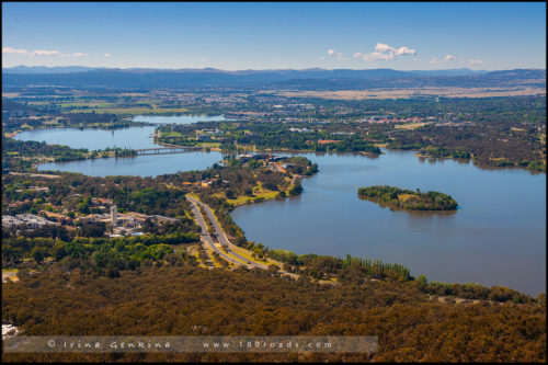 Вид с Башни Черной Горы, View from Black Mountain Tower, Башня Телстра, Telstra Tower, Канберра, Canberra, Австралийская столичная территория, ACT, Австралия, Australia