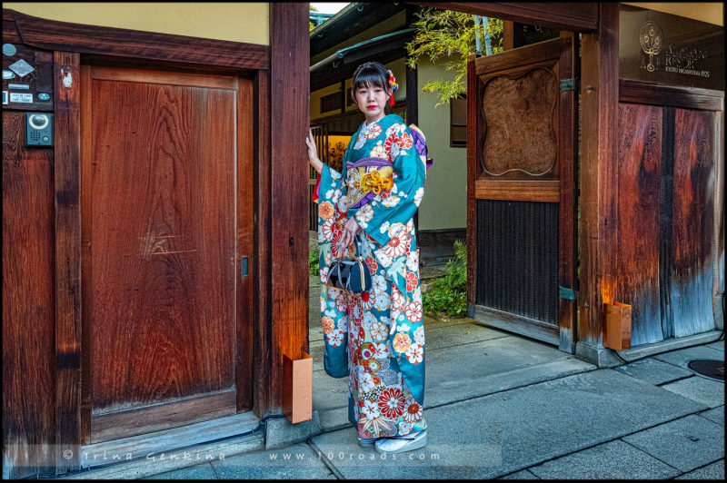 Девушки в кимоно, Хигасияма (Higashiyama/ 東山), Киото (Kyoto/ 京都市), Япония (Japan)